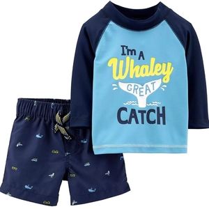 Carter's Rashguard Swim Trunks Baby Boys 3 months Whale UPH 50+ Sun Protection